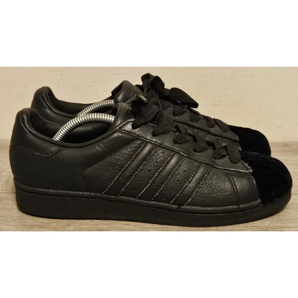 Adidas Originals Superstar 80s Velvet Black Leather Sneakers CG6011 Size 7